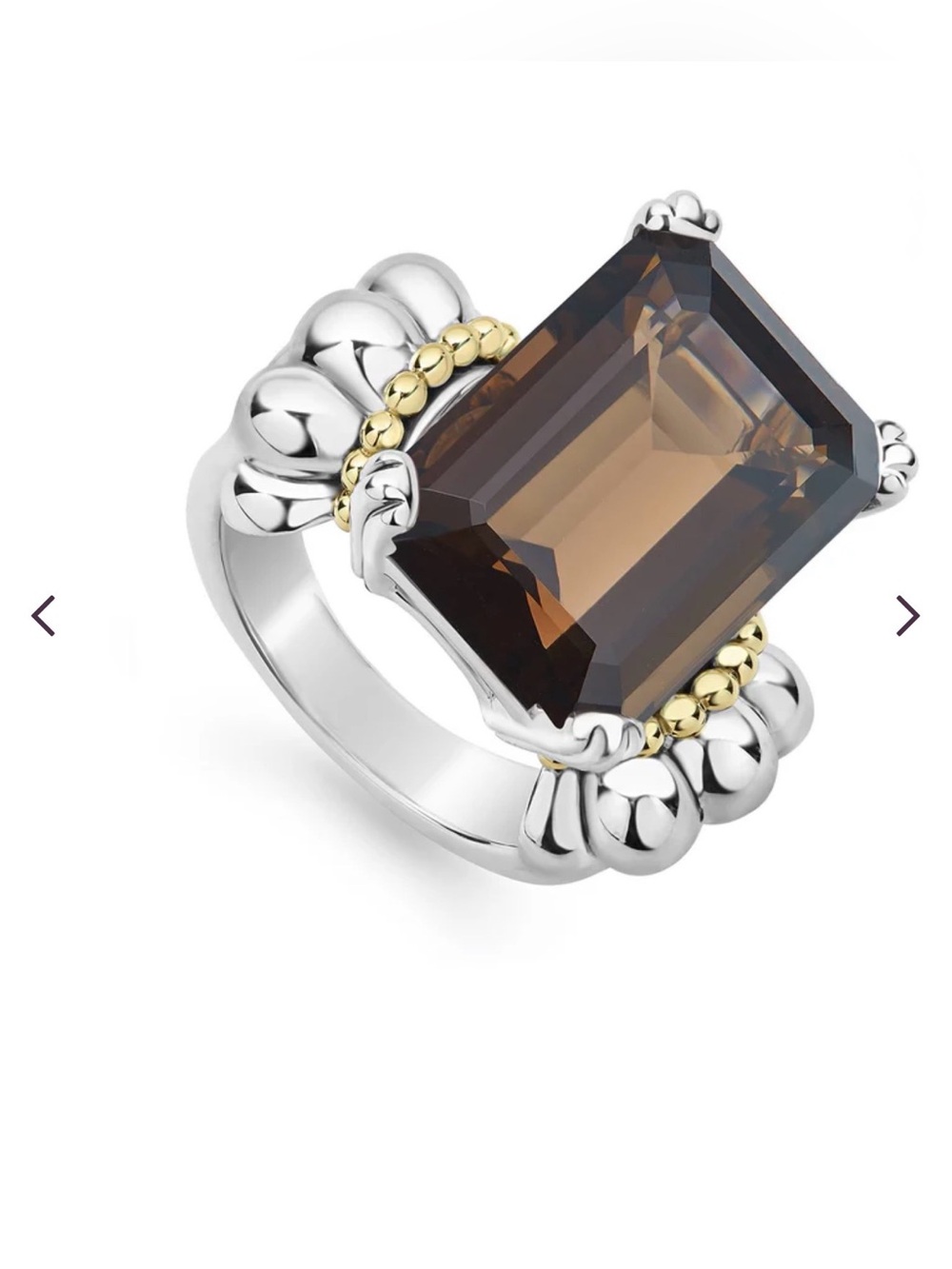 Lagos Large Smoky Quartz Statement Ring in Silver and Gold 5.75